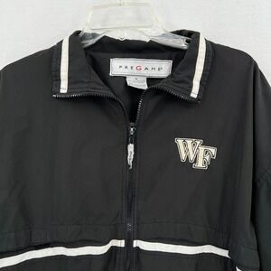 Wake Forest Windbreaker Jacket Men's Size M Black Full Zip Mesh Lined Pregame